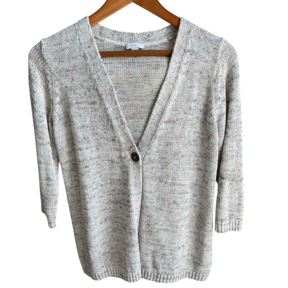 J. Jill Sweater Womens SP Marled Heather Summery V-Neck Lightweight Relaxed Fit